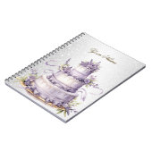 Bruiloft Cake Lavendel Bloemen Elegant Notitieboek (Linkerzijde)