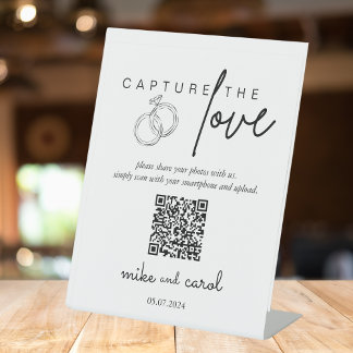 Bruiloft Capture The Love | QR-code voor het delen Reclamebord Met Voetstuk