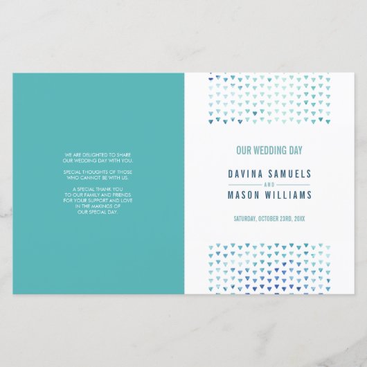 BRUILOFT CEREMONIE PROGRAMMA boho patroon blauw (Voorkant)