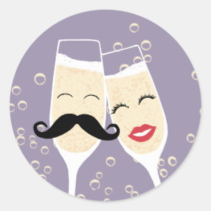 Bruiloft Champagne Toast Seal Ronde Sticker