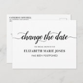 Bruiloft Change Datum Elegante Typografie Aankondigingskaart (Voorkant / Achterkant)