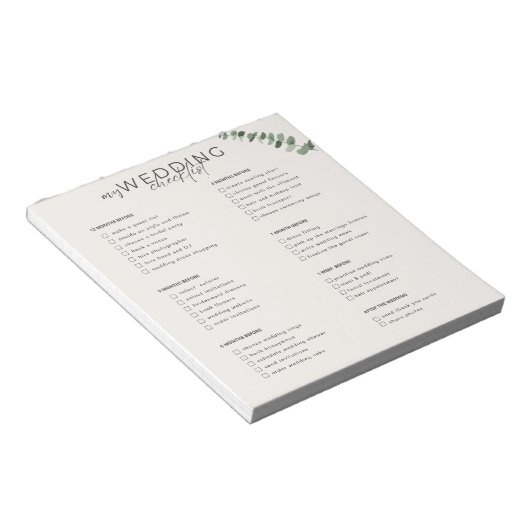 Bruiloft Checklist Notitieblok (Schuin)