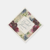 Bruiloft Chic Marsala Bloem Waterverf Goud Servet (Hoek)