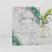 BRUILOFT | Chic Pine en Blush Abstract Alcohol Ink Kaart (Staand voorkant)