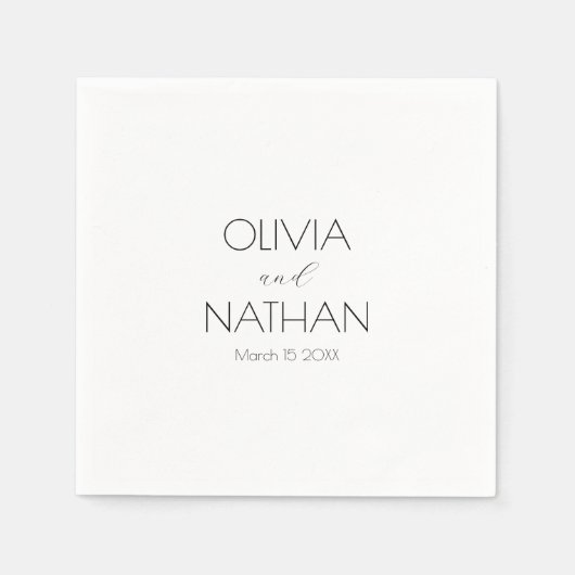 Bruiloft Chic Zwart Script Papier Servet (Voorkant)