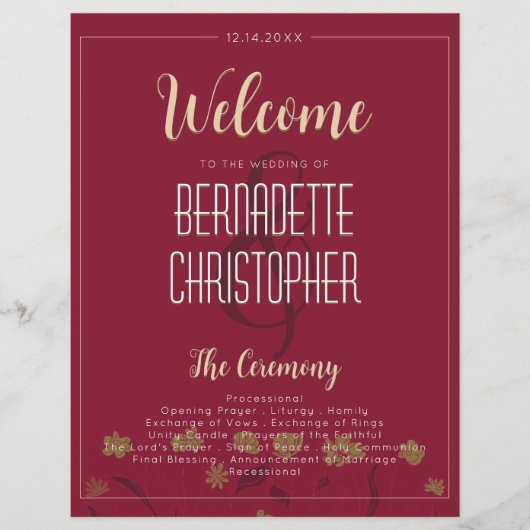 Bruiloft Chique Modern Elegant Eenvoudige Rode Wij (Voorkant)