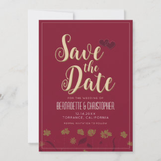 Bruiloft Chique Modern Elegant Eenvoudige Rode Wij Save The Date