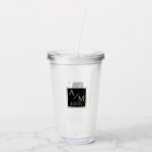 Bruiloft Chique Monogram Wit Acryl Drinkbeker (Achterkant)
