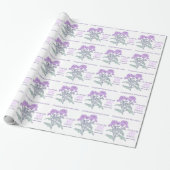 Bruiloft chrysant paarse naam datum wrap cadeaupapier (Uitgerold)