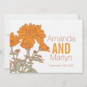 Bruiloft chrysant sinaasappel herfst bruiloft uitn kaart (Voorkant)
