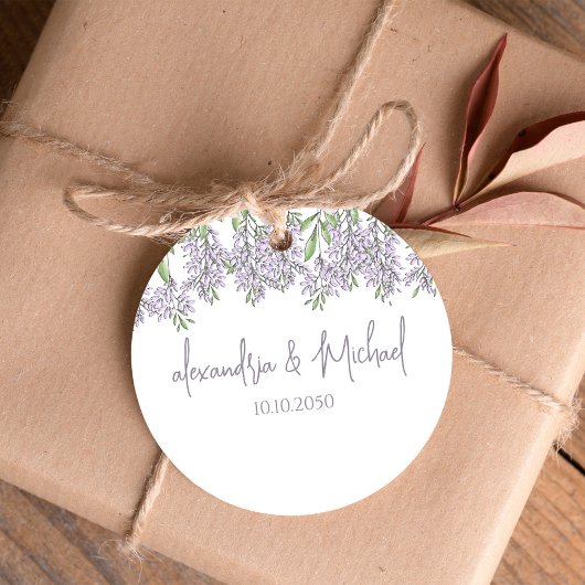 Bruiloft Classic Bloemenlavendel Lila Wisteria Bedankjes Labels