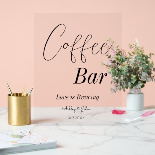 Bruiloft Coffee Bar Bruidsfeest Acryl Bord (Huwelijk)