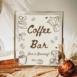 Bruiloft Coffee Bar waar Liefde in de Lucht Hangt Poster