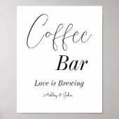 Bruiloft Coffee Bar Zwart Wit Poster (Voorkant)