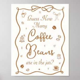 Bruiloft Coffee Shower Raad Hoeveel Koffiebonen Poster