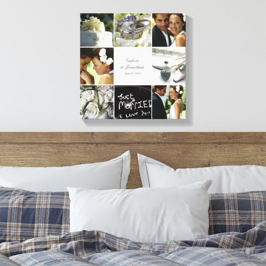 Bruiloft collage gewikkeld canvas - wit (Insitu (Slaapkamer))