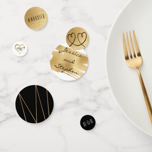 Bruiloft Confetti Elegant Goud en Zwart (Groep)