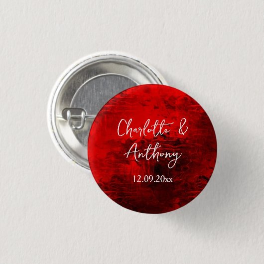 Bruiloft Creatief Abstract Kunstwerk Rood Ronde Button 3,2 Cm (Voorkant /achterkant)