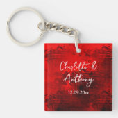 Bruiloft Creatief Abstract Kunstwerk Rood Sleutelhanger (voorkant)