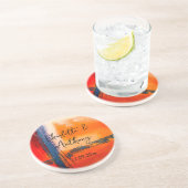 Bruiloft Creatief Abstract Kunstwerk Zandsteen Onderzetter (Zijkant)