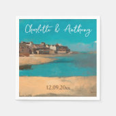 Bruiloft Creatief Dorp Zee Sky Impressionist Servet (Voorkant)