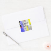 Bruiloft Creatieve Abstracte Kunst Blauw Geel Wit Vierkante Sticker (Envelop)