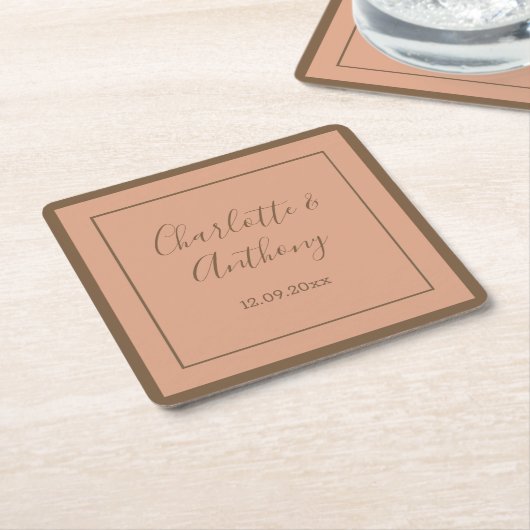 Bruiloft Creatieve Kalligrafie Namen Datum Vierkante Kartonnen Onderzetter (Schuin)