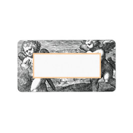 Bruiloft Cupids Zwart-wit  Etiket