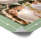 Bruiloft Custom Foto Collage Moderne Sage Harten Poster (Hoek)