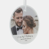 Bruiloft Dag Foto Eerste Kerstmis Getrouwd Glas Ornament (Voorkant Rechts)