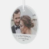 Bruiloft Dag Foto Eerste Kerstmis Getrouwd Glas Ornament (Voorkant links)