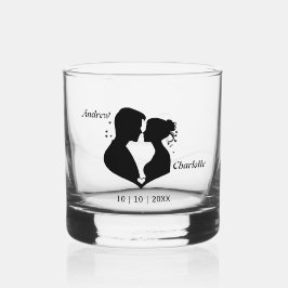 Bruiloft dag om te onthouden bruid & bruidegom whisky glas