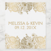 Bruiloft Dag Ontwerp Gouden Kant Sjabloon Wijn Etiket (Enkel label)