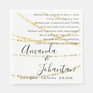 Bruiloft Dank Gedicht Gouden Lichten Confetti Simp Servet