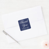 Bruiloft Dank u Blauw en Wit Script Sticker (Envelop)