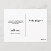Bruiloft Dank u briefkaart met de hand geletterd (Achterkant)