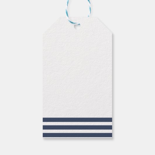 Bruiloft Dank u Cadeau Labels | Navy Stripes Cadeaulabel (Achterkant)