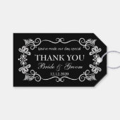 Bruiloft Dank u Cadeau Labels | Zwarte witte werve Cadeaulabel (Voorkant (Horizontaal))
