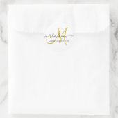 Bruiloft Dank u Elegant Script Goud Wit Ronde Sticker (Tas)