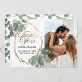 Bruiloft dank u eucalyptus fotokaart save the date (Voorkant / Achterkant)