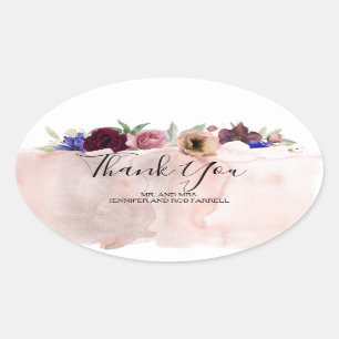 Bruiloft dank u - Floral  Herfst Ovale Sticker