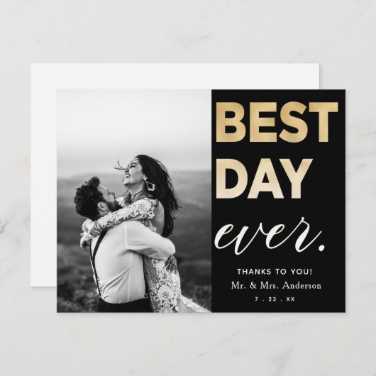 Bruiloft dank u foto beste dag ooit kaart (Voorkant / Achterkant)