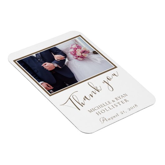 Bruiloft Dank u Foto Elegant Script Magneet (Rechterzijde)