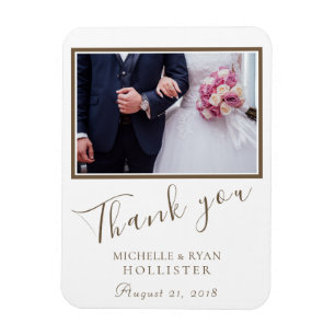 Bruiloft Dank u Foto Elegant Script Magneet