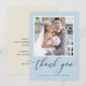 BRUILOFT DANK U foto kalligrafie eend ei blauw Bedankkaart (Voorkant / Achterkant)