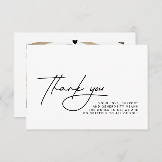 Bruiloft dank u fotokaart bedankkaart (Voorkant / Achterkant)