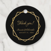 Bruiloft Dank u Goud Zwart Elegant Geometric Bedankjes Labels (Voorkant)