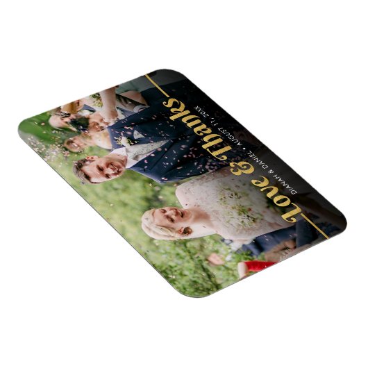 Bruiloft dank u gouden liefde en Bedankt foto Magneet (Rechterzijde)