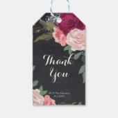 Bruiloft dank u gunst label bordeaux roze bloemig cadeaulabel (Voorkant)