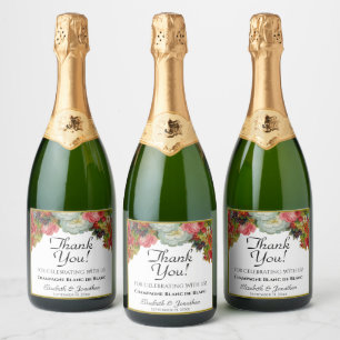 Bruiloft Dank u Herfst Flowers Sparkling Wijnetiket
